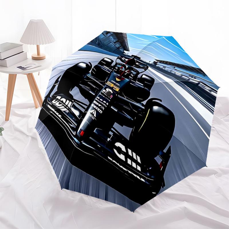 1pc Formula One Fashionable Auto Opening/Closing Folding Umbrella with 8 Bones, Windproof Portable, Daily Use038