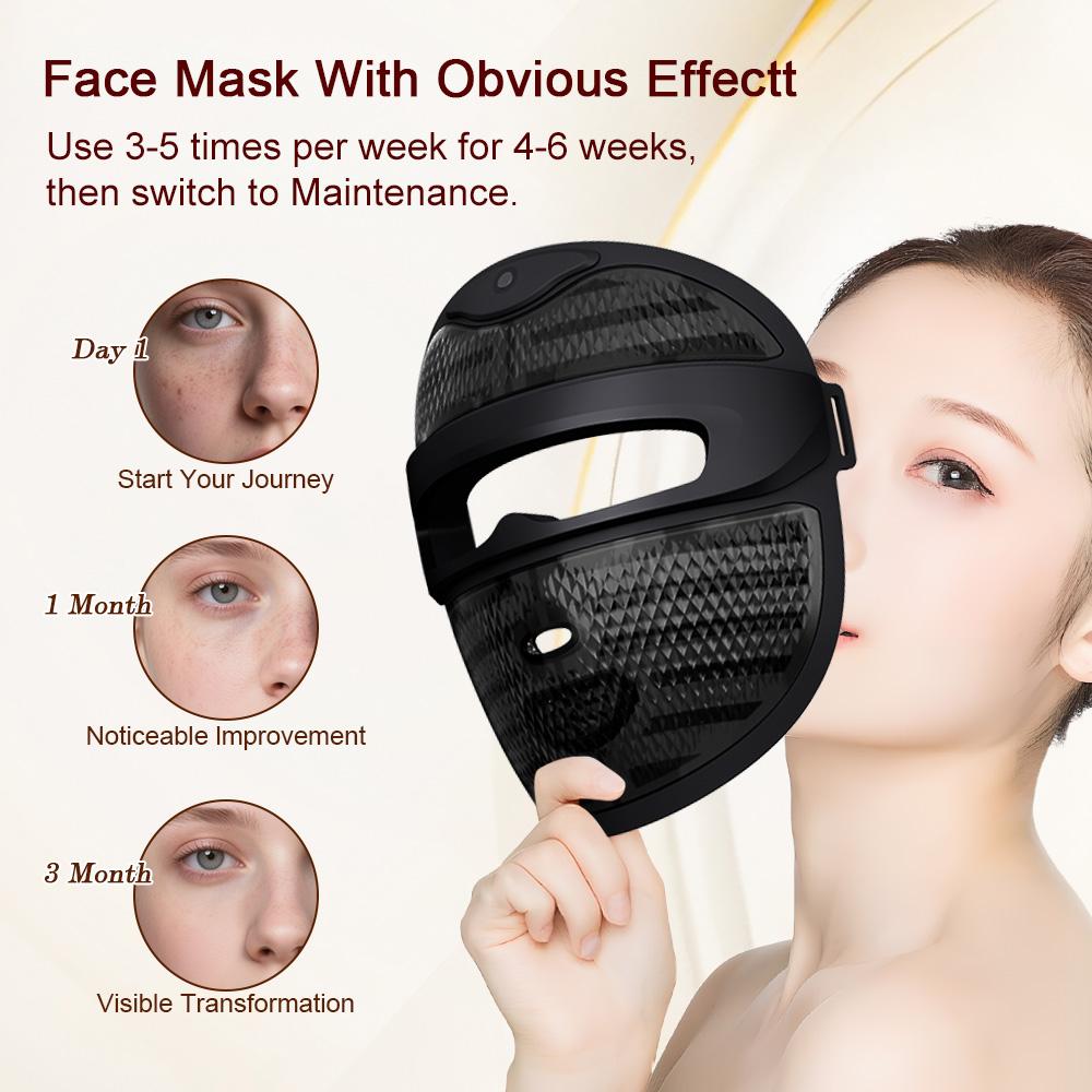 Wireless 7 Color LED Mask With Neck 222LEDs Light Photon Mask Improves Fine Lines Lighten Spots Rechargeable Neck Face Care