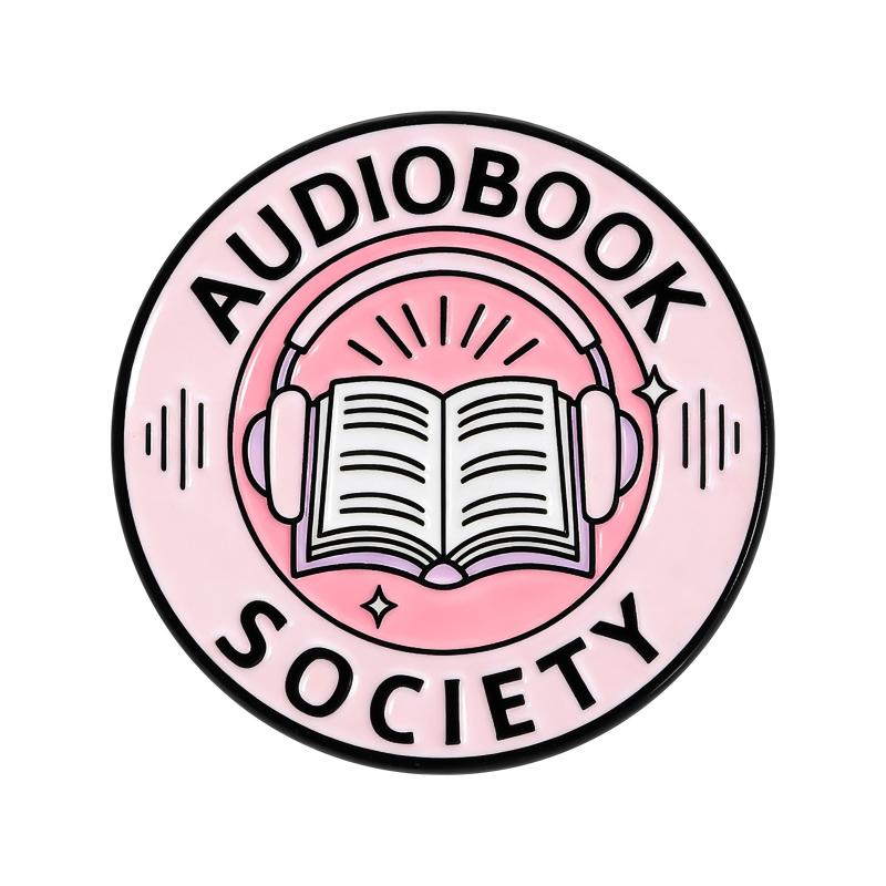 Audiobook Society Enamel Pins Audio Book Girlie Brooches Lapel Badges Headphone Reader Bookish Jewelry Gift for Friends
