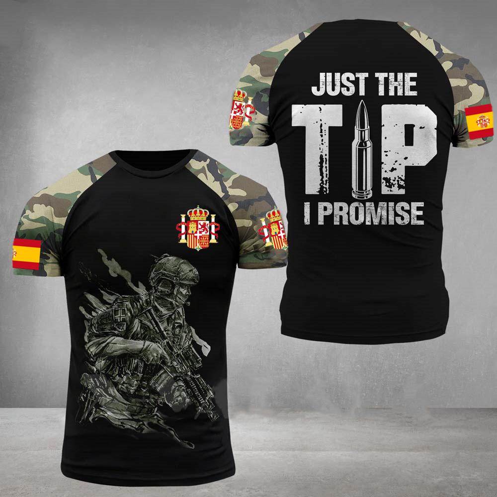 Fashion New Spanish Army Men's T-Shirt Veteran Soldier Flag Print