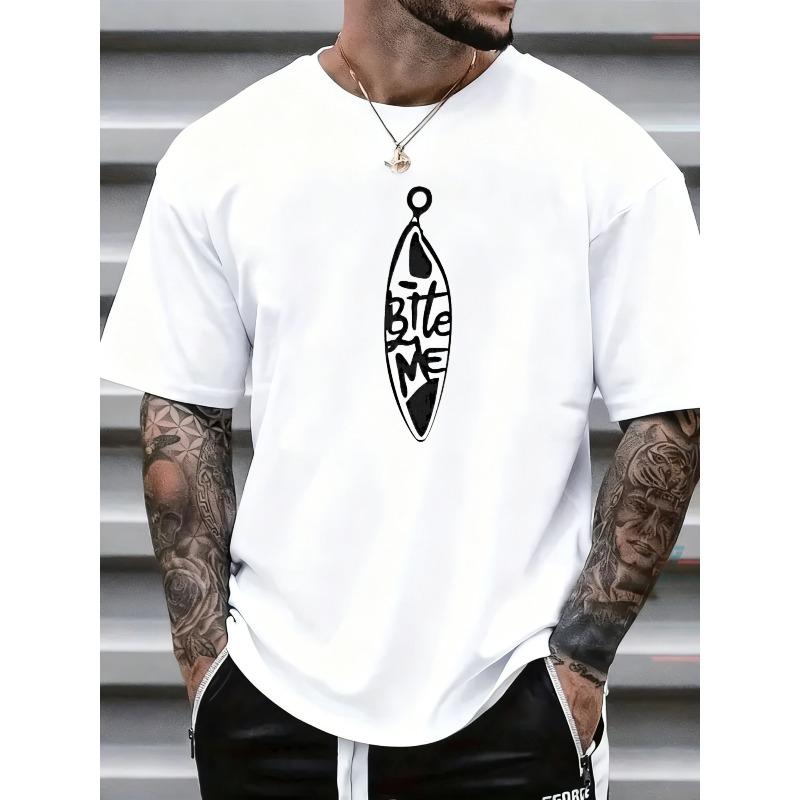

Мужские футболки Приталенные Slim Fit С коротким рукавом Дизайн Bite Me Принт Стиль Streetwear Свободная посадка | Мужская модная футболка | Мужская повседневная футболка S белый