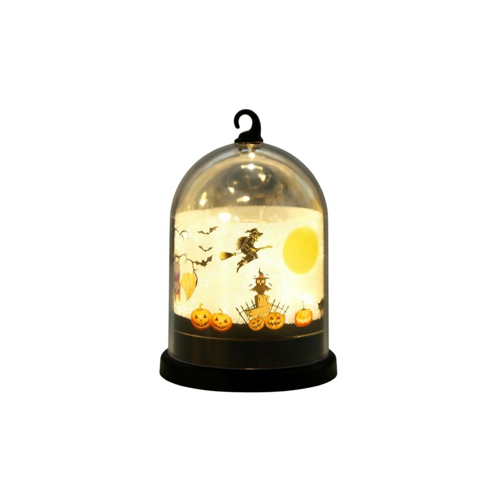 Halloween Pumpkin Lantern Decoration LED Candle Light Dome Shaped Small Night Light Tabletop Ornament for Holiday Party Display and Indoor Use