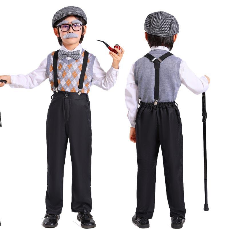 Halloween New Children's Grandpa Costume Grandpa Vest Suit Party Dress Up Costume