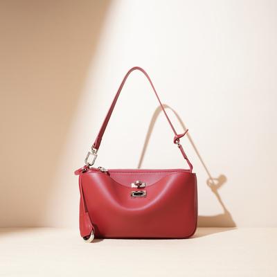 Cowhide Leather Women's Bag Simple Advanced Lock Shoulder Bag Machine Niche Design Messenger Bag Versatile Model