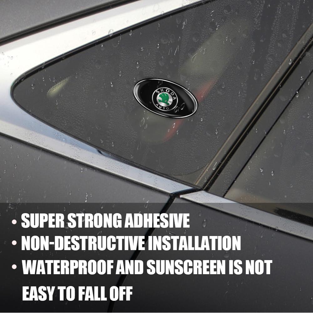 Aluminium Auto Karosserie Fenster Kofferraum Ovales Emblem Aufkleber Dekoration Zubehör Auto Styling Für Skoda VII Octavia Rapid Fabia Superb