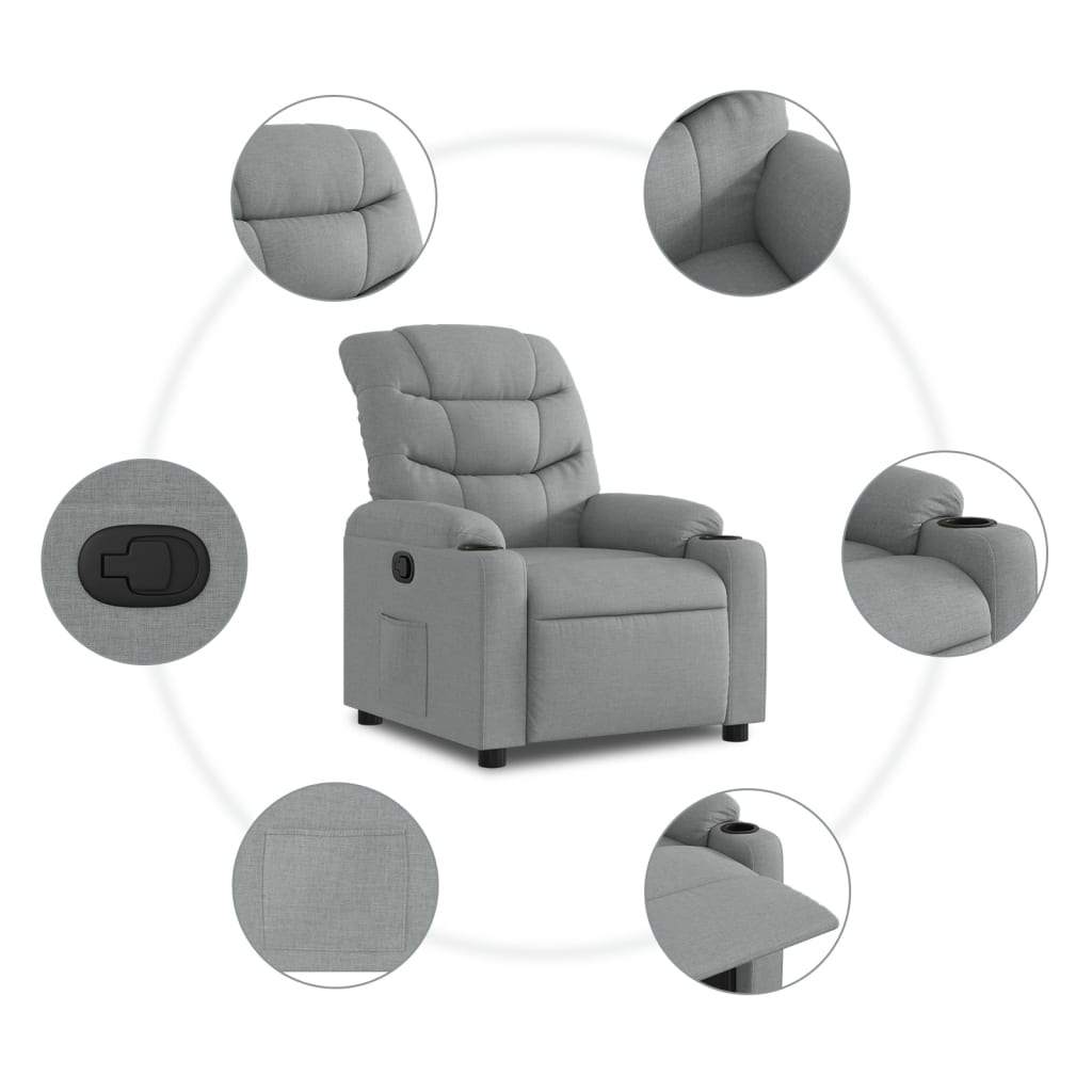 Relaxation Armchair Light Grey Fabric