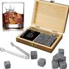 Father'S Day Gift For Men Whiskey Stones Set 8 Pcs Granite Ice Cubes+ 2 Pcs Cups For Whisky In Wooden Bottle Box Present For Dad