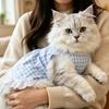 Pet cat clothes, summer thin style, suitable for small puppies, teddy bears, and Yorkshire terriers, featuring a bow and lace trim, vest-style dress