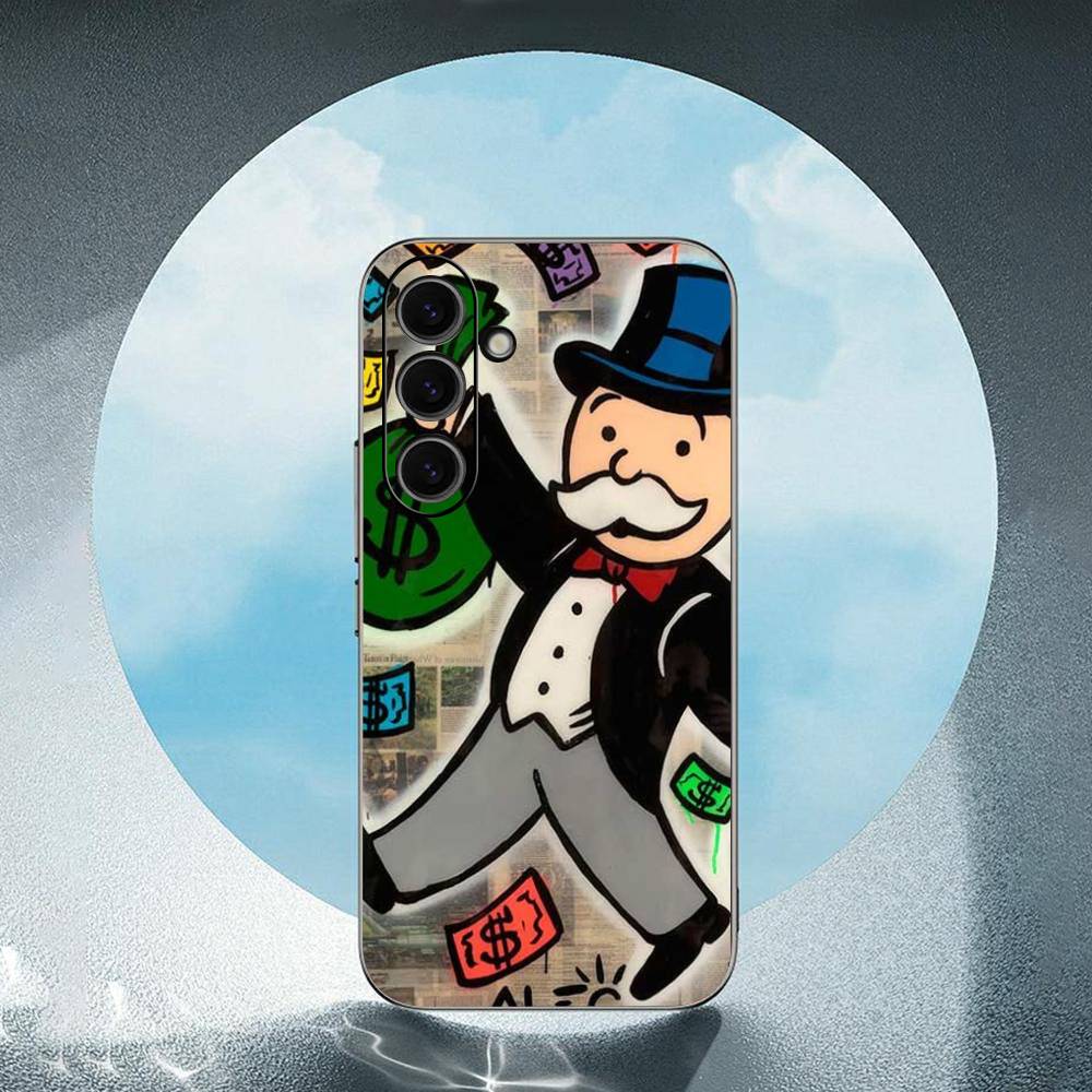 Cartoon Dollar Monopoly Luxury Black Phone Case For Samsung Galaxy S23 S24 S25 Ultra S22 Plus S21