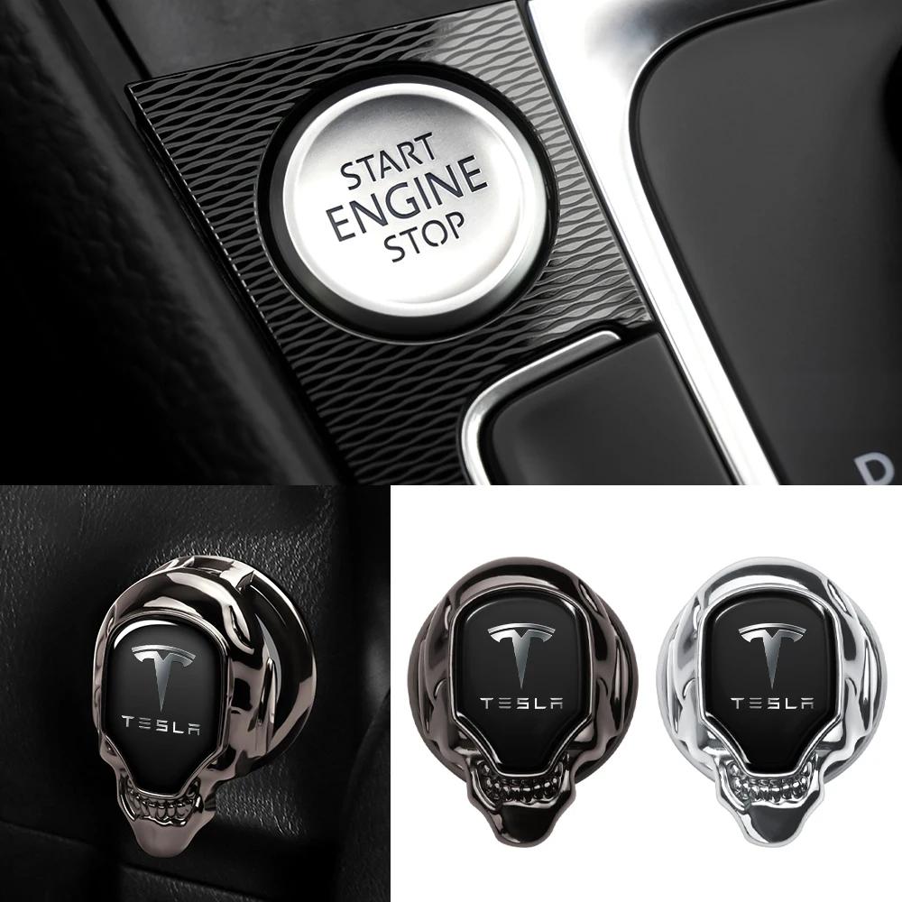 Bilklistermärke 2025 Ny Tesla 1 ST Skyddskåpa Klistermärke för Bilens Motor Start/Stopp-knapp Auto Tillbehör För Tesla Model 3 Model S