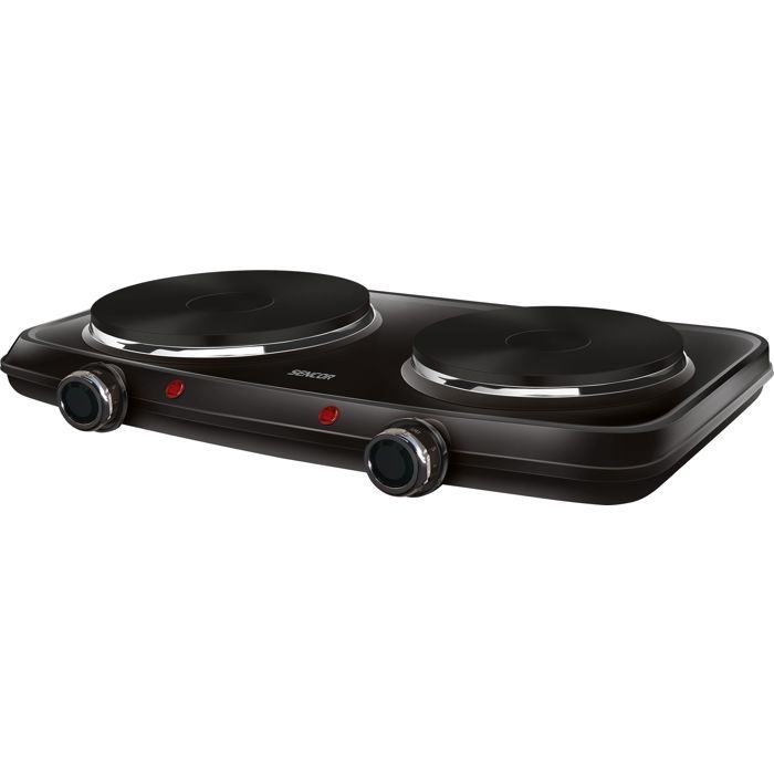 Plaque de cuisson électrique Sencor SCP 2254BK - 2 feux fonte - 2500 W - Thermostat réglable - Noir