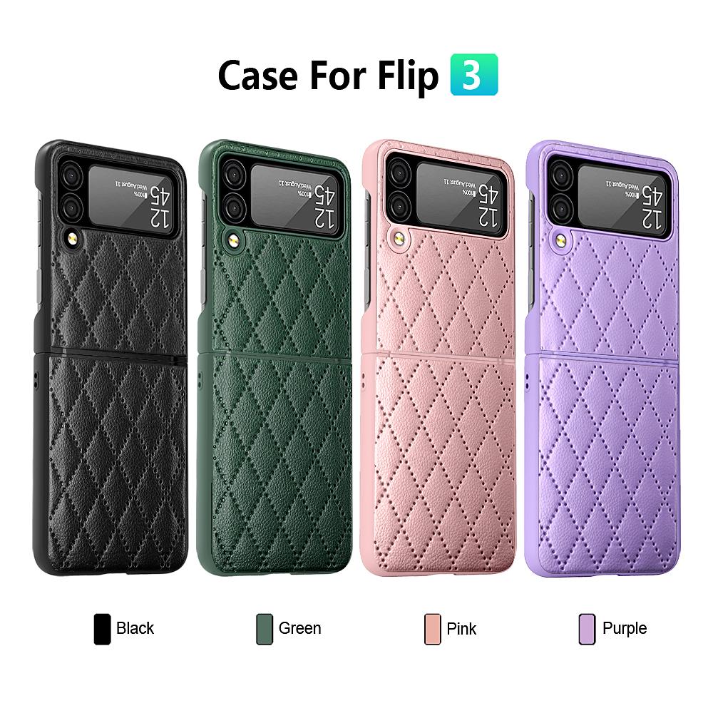 Leather Case for Samsung Galaxy Z Flip 4 3 5G Magnetic Hinge Full Protection Cover Camera Glass Shockproof Back Case for Z Flip3