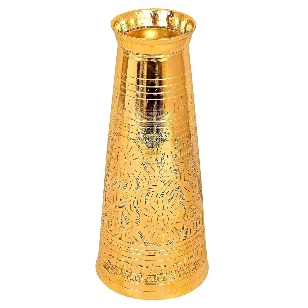 Brass Lassi Glass with Embossed Design, Drinkware & Serveware for Lassi, Milk, and Water,