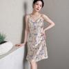 Ice and snow pajamas spring and summer women's sexy suspender vest nightdress thin swing neck print