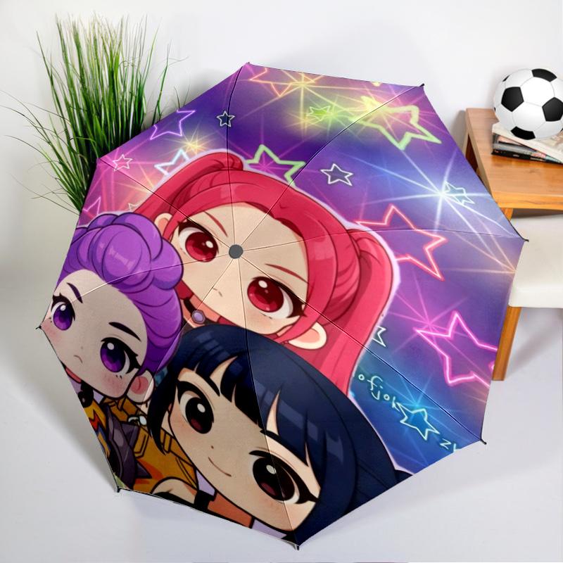 Superhero Kpop Friends Umbrella Folding Umbrella, Automatic Umbrella 8-Frame for Travel, Camping Use Gift for Halloween Christmas