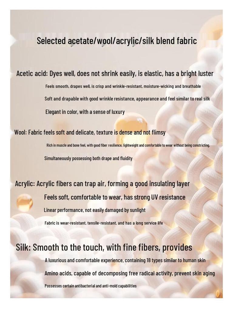 LANGSHA Women's Mulberry Silk Wool Wide-Leg Casual Pants