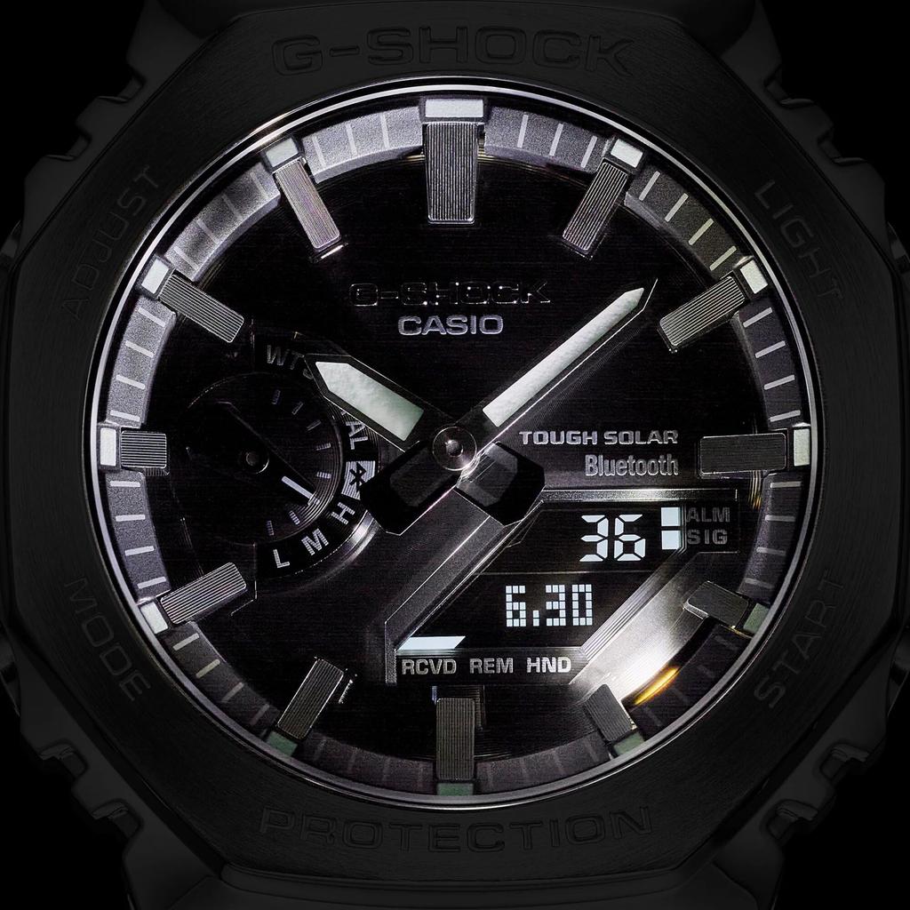 Casio Silver Watch with Full Metal and Tough Solar Technology Model As the Imported from Japan G-Shock GM-B2100SD-1A Men's Watch, Bluetooth, (Same