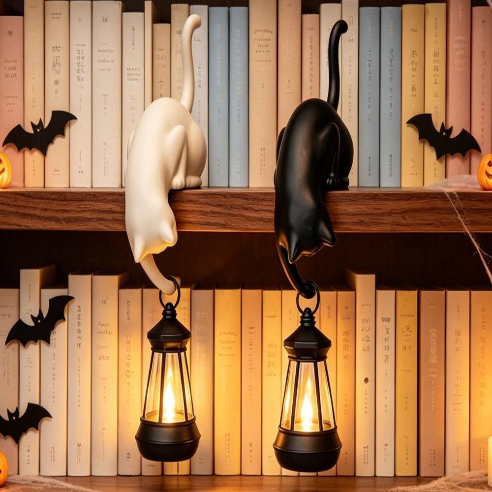 Cat Shaped Cat Night Light Decor Bookcase and Shelf Decorative Table Lamp Bedroom Decor