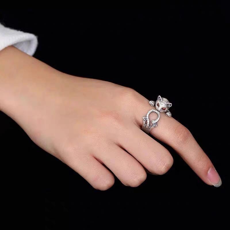 925 Silver Rings For Women Simple Vintage Handmade Adjustable Finger Leopard Ring Fashion Band Female Bijoux Gift
