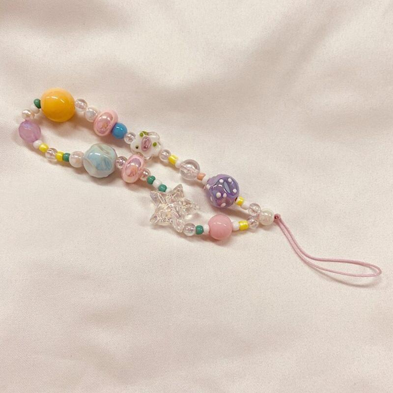 Frauen Mädchen Handy Anhänger Handy Hängeschnur Elegant Kunststoff Perlen Telefonband Schmuck Mode Accessoire