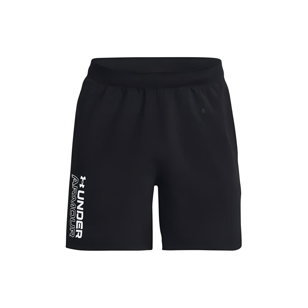 Under Armour Solid Color Logo Letter Print Straight Leg Sports Shorts Men shorts Black 1373414-001
