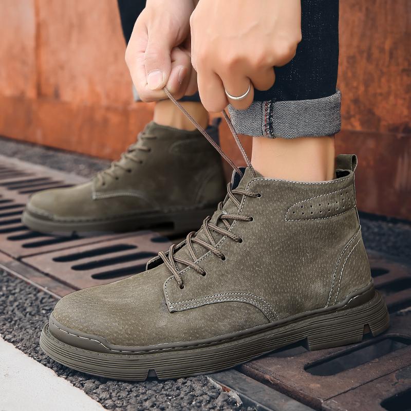 Genuine Leather Men Boots Autumn Winter Ankle Boots For Men Shoes