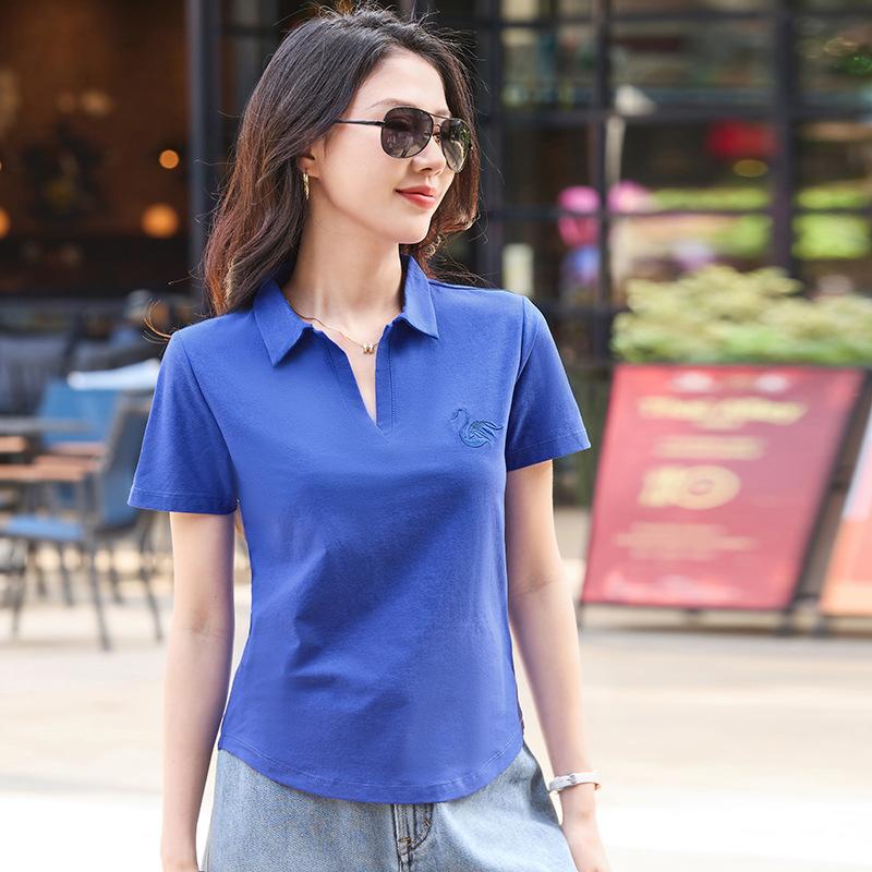Women's Summer Fresh and Sweet Slim Short-sleeved T Shirt Solid Color Comfortable Temperament Tops