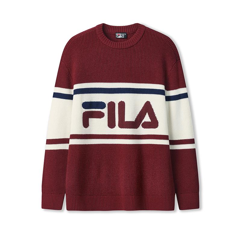 FILA ORIGINALE Knitwear Unisex Dark Umber Burgundy Crew Neck Moderate Other F51U549403FWI 160/84A/XS