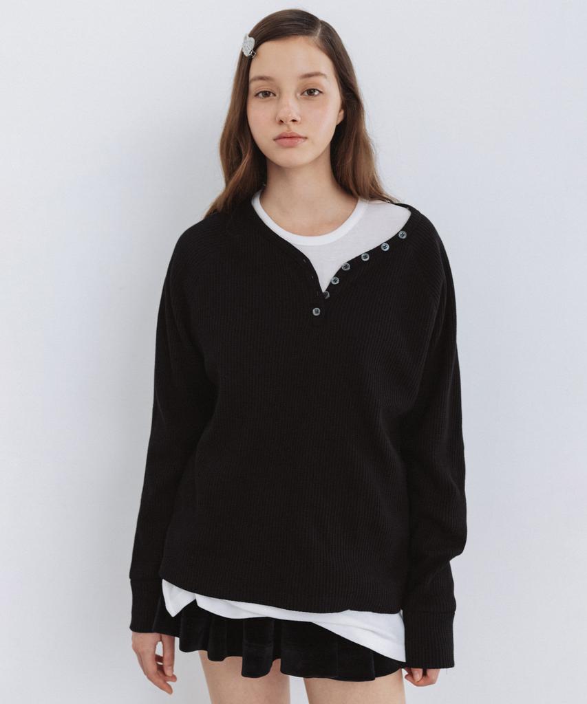 Deotiseu Button Boxy Waffle T-Shirt(6Color)_Tt5S214