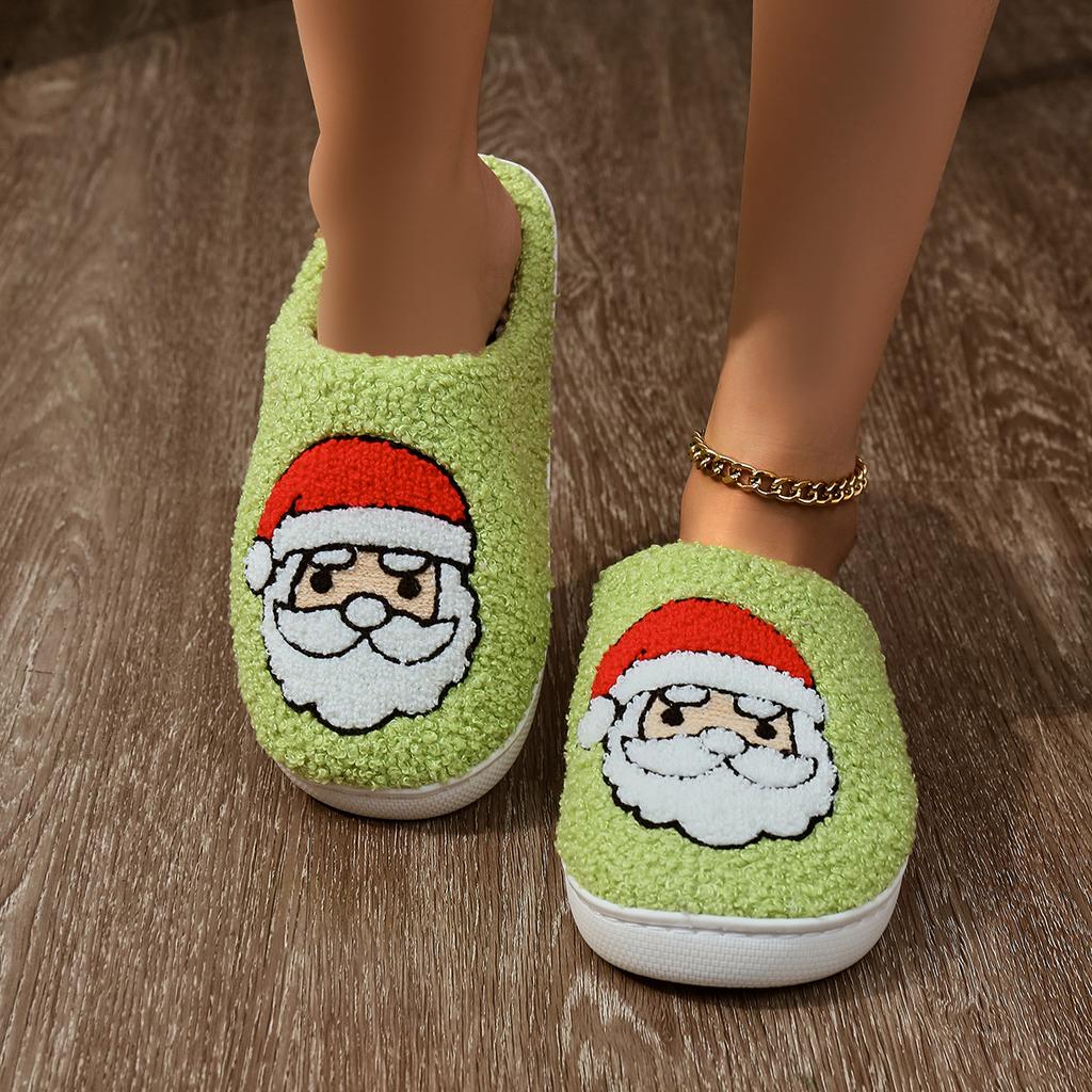 Christmas element cotton slippers women's autumn and winter simple home interior soft bottom silent warm velvet floor mop
