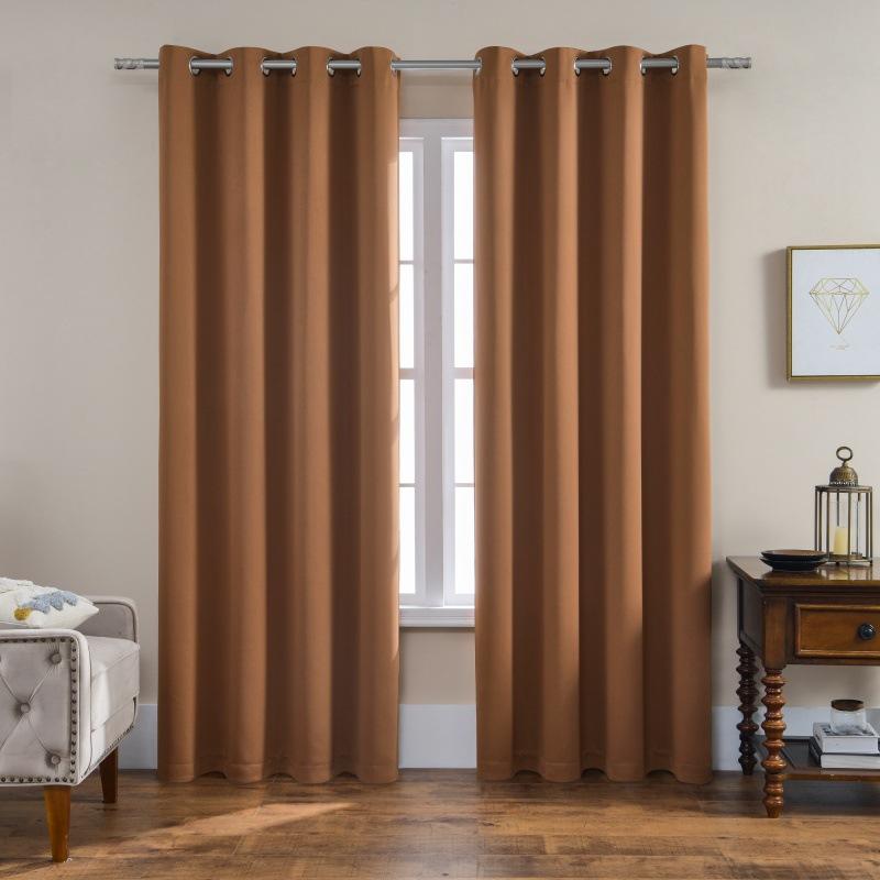

Однотонные высокоточные шторы полного затемнения с перфорацией, универсальные готовые шторы 132 * 183 single piece шоколадный