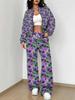 Casual Fashion Autumn and Winter New European and American Women's Clothing Color Flower Printing Suit Women
