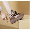 Autumn and winter thick-soled inner height-increasing shoes casual lace-up comfortable and warm casual short boots medium tube women's cotton shoes