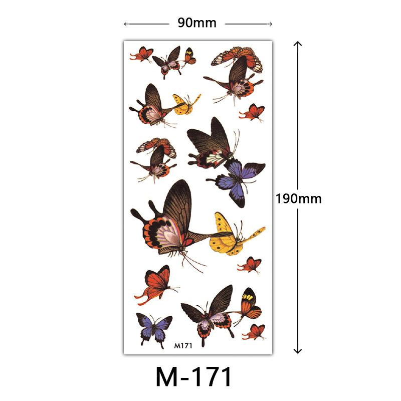 Wasserdichtes dreidimensionales Farbdruck-Tattoo-Sticker, Schmetterling Blume Tier Tattoo