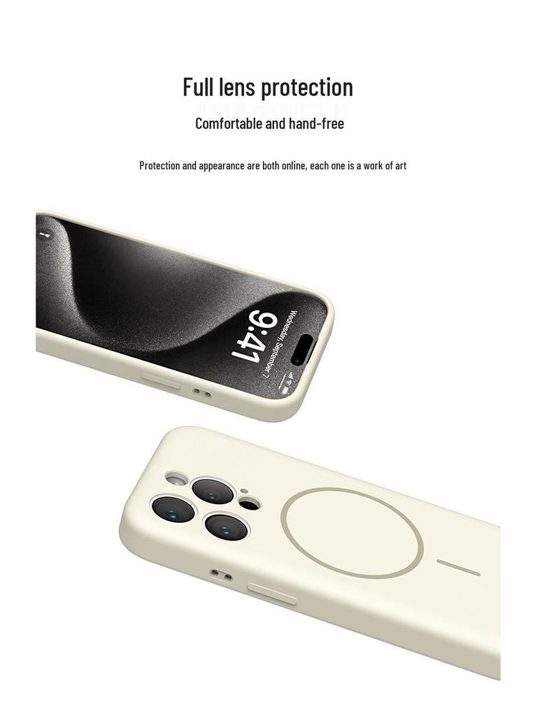 Custodia Magnetica in Silicone a 16 Pulsanti per iPhone 15 Pro Max con Design Lenti a Filo