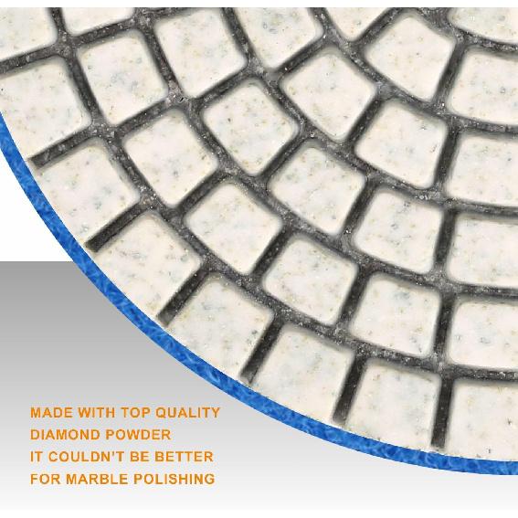 SPTA 15Pcs Diamond Wet Polishing Pads Set, 4 Inch, White, 50#-6000#, For Granite, Concrete, Marble, Stone, Tiles, With Floor Grinder Or Polisher