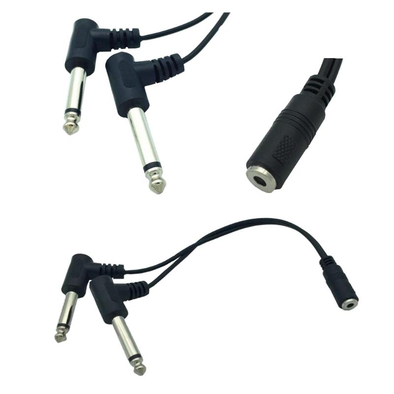TRS Stereo 3.5mm Female Jack to Dual 6.35mm Male Plug Mono TS Right Angle Audio Adapter Y Splitter Cable Mixer Cable