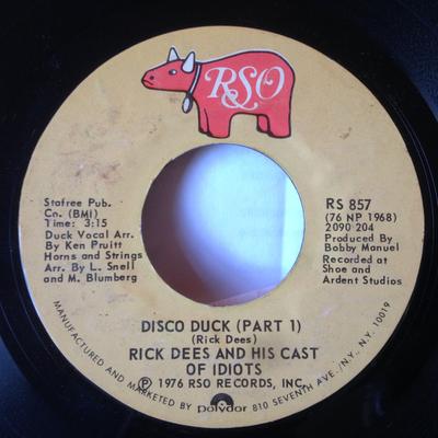 7inch Record RICK DEES  HIS CAST OF IDIOTS  Disco Duck RS857 RSO 1976 US SoulFunk Used