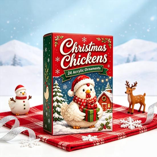 Advent Calendar for Kids 24 Days Chicken Figures Calendar, Farm Animals Countdown Cute Surprise Animal Figurines Boxes with Hen And