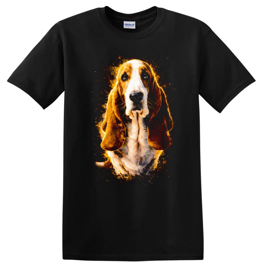 T-shirt Ritratto Basset Hound Regalo per Amante dei Cani Design Carino per Animali Domestici Illustrazione