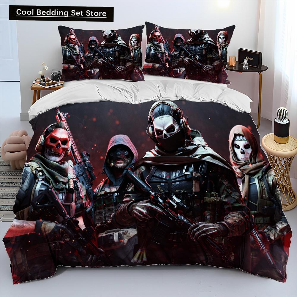 3D-Druck Spiel Call of Duty Bettdecke Bettwäscheset, Bettbezug Bettset Steppdecke Kissenbezug, King Queen Size Bettwäscheset Kinder