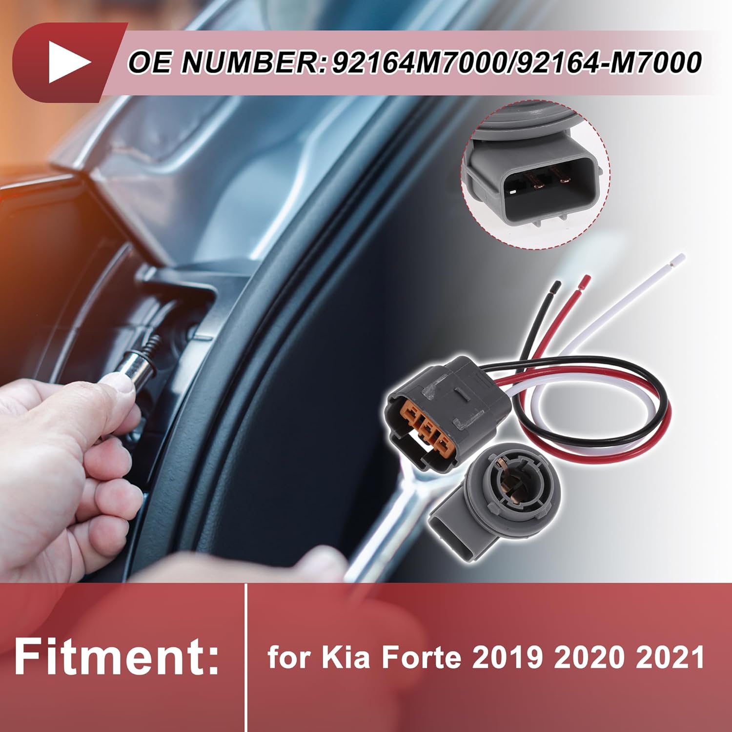 

1 Set Turn Signal Light Socket Wiring for Kia Forte 2019 2020 2021 No.92164M7000/92164-M7000 Lamp Bulb Pigtail Connector Harness