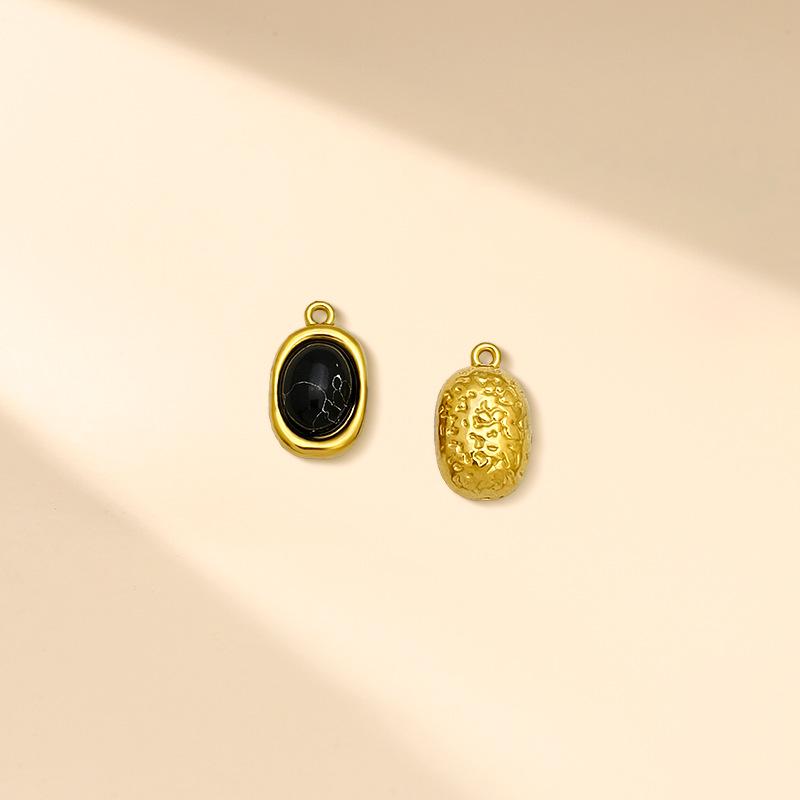 Gold-Plated Stainless Steel Bracelet Necklace with Cabochon Natural Stone - DIY Jewelry Accessories