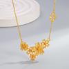 Elegant Sand Gold Floral Necklace Set - Luxurious Chinese Three Lives Wedding Collarbone Design