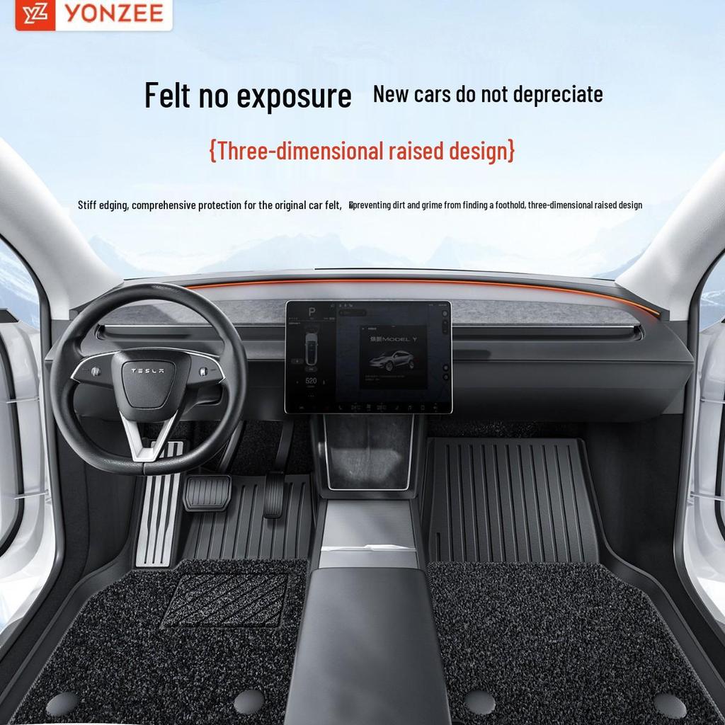YZ Floor Mats for Tesla Model 3/Y - Full Coverage TPE Car Accessories