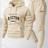 Mens Casual Hooded Long Sleeve Top Matching Jogger Pants Set - Lightweight Comfort Fit Winter