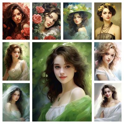 5DDIY Diamond Painting Ritratto femminile Immagine Full Square Round Diamond Ricamo Ritratto Mosaico Fiore Decorazione per la casa