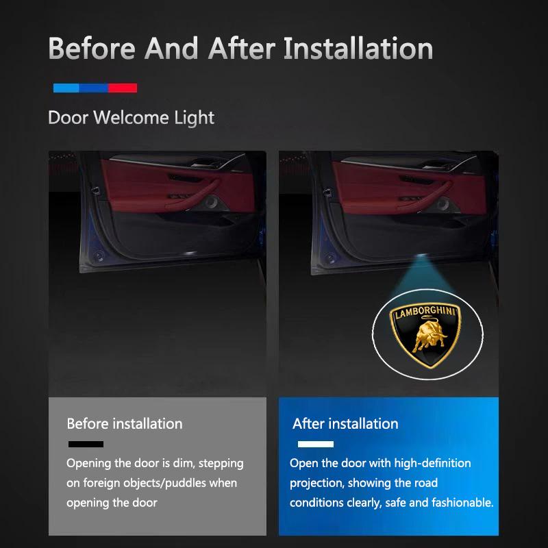 2 Pièces Lampes Projecteurs LED de Porte de Voiture Lumières de Bienvenue Décoration Pour Lamborghini LP570 LP610 Urus Gallardo Aventado Accessoire Auto