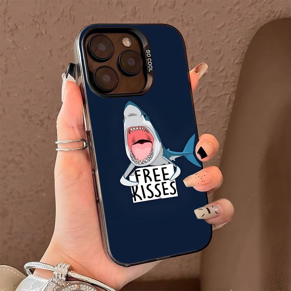 Shark Phone Case for iPhone 17 17Air 16 15 14 13 12 11 Pro Max Plus Colorful Silver
