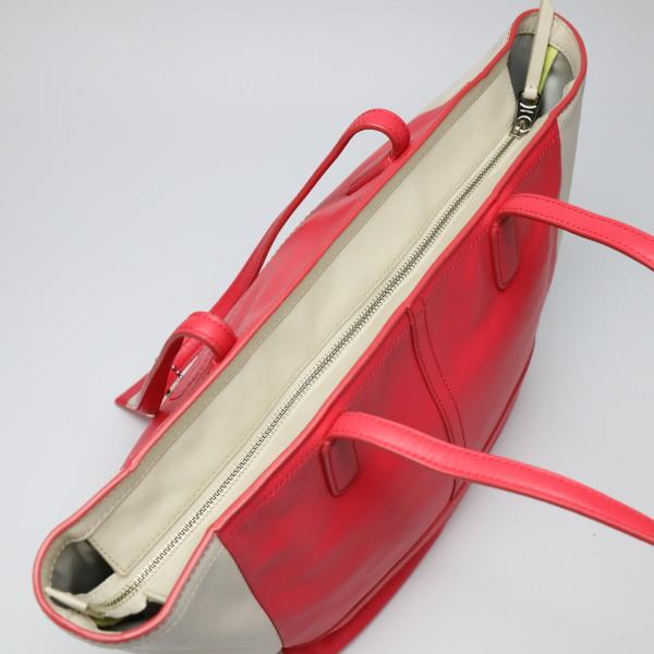 COACH Shoulder Bag Tote Bag leather Red x cream Women 23469 Used